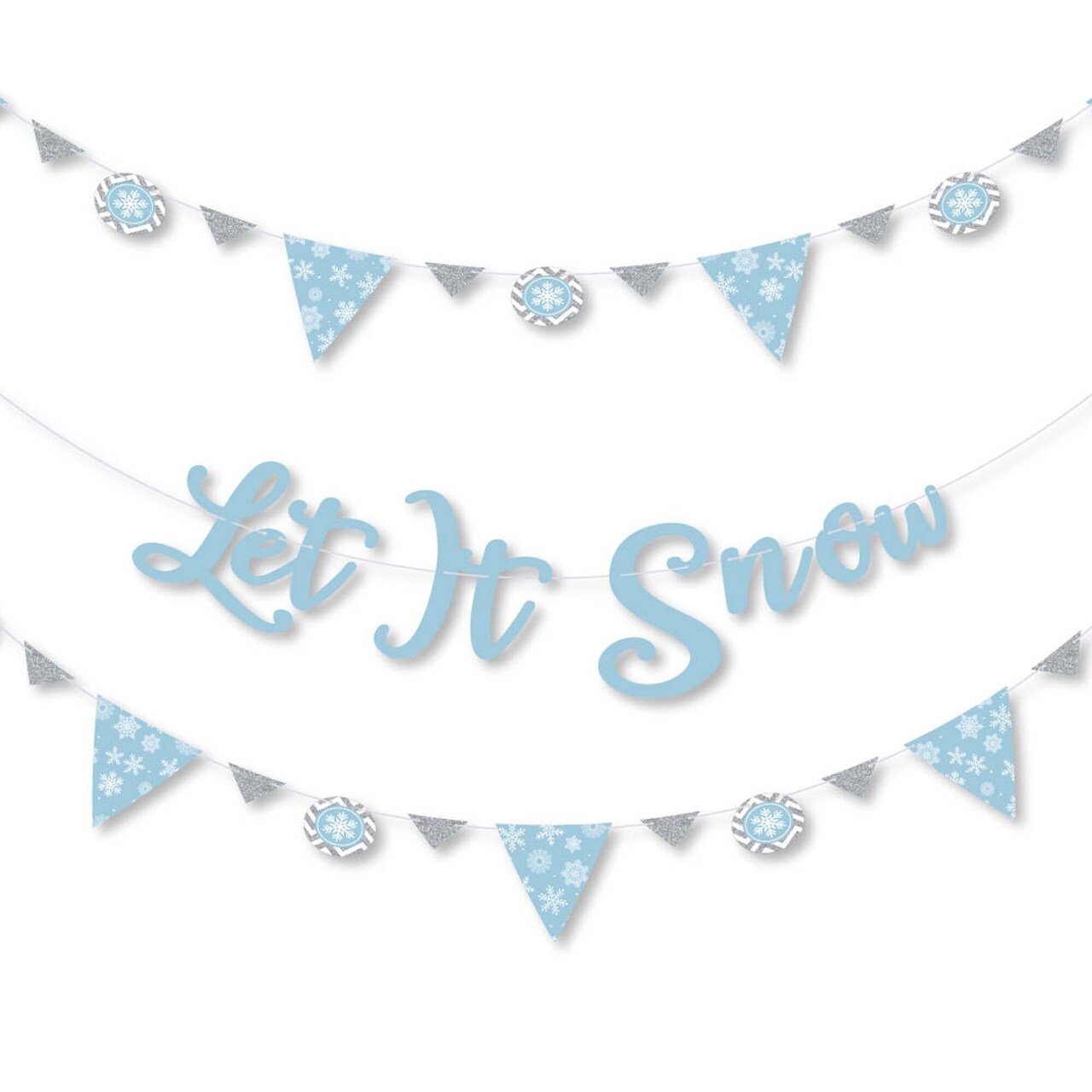 Big Dot of Happiness Winter Wonderland - Snowflake Holiday Party & Winter Wedding Letter Banner Decor - 36 Banner Cutouts & Let It Snow Banner Letters